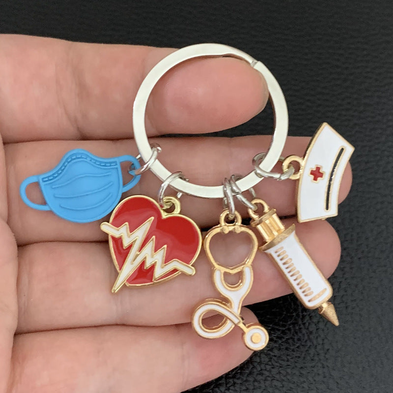 Wholesale Nurse Doctor Mask Syringe Syringe Stethoscope Keychain